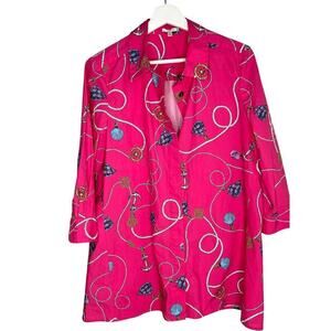 Tyler Boe Cotton Sailboat Shell Rope Pink Button Down Top Size M